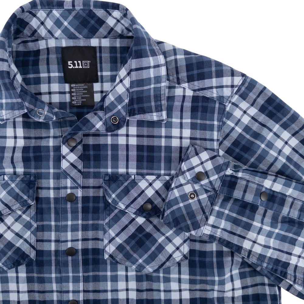 5.11 Tactical Men's Blue and White Plaid Button-Down Shirt